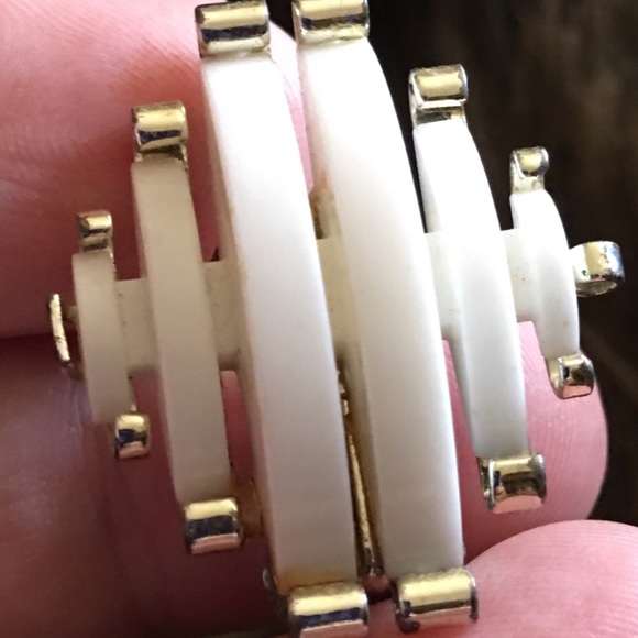 Vintage 70s waffle disc necklace and earring set - Picture 8 of 8